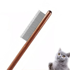 Dematting Comb for Dogs,Cat Flea Comb,CISHNOU Solid Wood Pet Comb Grooming Tool Dematting Comb for Cats,Dogs and rabbits (Dual teeth) (Single tooth)