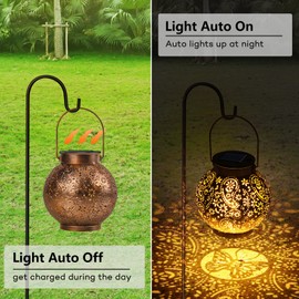 Solar Lights for Outdoors, OUILA Solar Lights Garden, IP65 Waterproof Garden Balcony Decoration, Outdoor Garden Decoration for Outdoor Vintage Hanging for Porch, Lanterns, Patio, Lawn, Yard, Walkway,