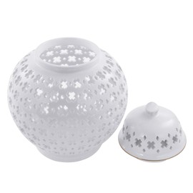 Lilly Pulitzer Ginger Jar with Lid, 10" Tall Ceramic White Decor, Lattice Vase/Decorative Jar for Home Decor, White Lattice