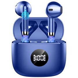 Wireless Earbuds, Bluetooth 5.3 Headphones in Ear with 4 ENC Noise Cancelling Mic, Bluetooth Earbuds 40H Playtime, 2024 Wireless Earphones HiFi Stereo Deep Bass, IP7 Waterproof, USB-C Fast Charge Blue