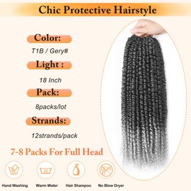 8 Packs Passion Twist Hair 18 Inch Pre-twisted Crochet Passion Twist Hair Ombre Grey Synthetic Pre Looped Passion Twist Crochet Braids Bohemian Crochet Hair