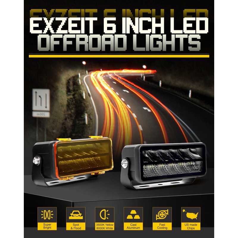 Exzeit 82W 6 Inch Led Driving Light, Combo Beam Offroad