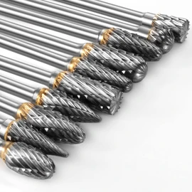 FOTYBEI 10Pcs Tungsten Carbide Rotary Burr Set Compatible with Dremel Rotary Tool Accessories, Die Grinder Bits with 1/8" Shank for DIY Woodworking, Carving, Metal Polishing, Engraving, Drilling