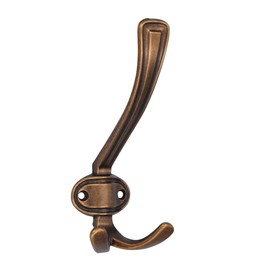 Zeitz Coat Hook Country House Classic Die-Cast Zinc Antique Brass-Coloured Burnished Tumbled LA 32 mm
