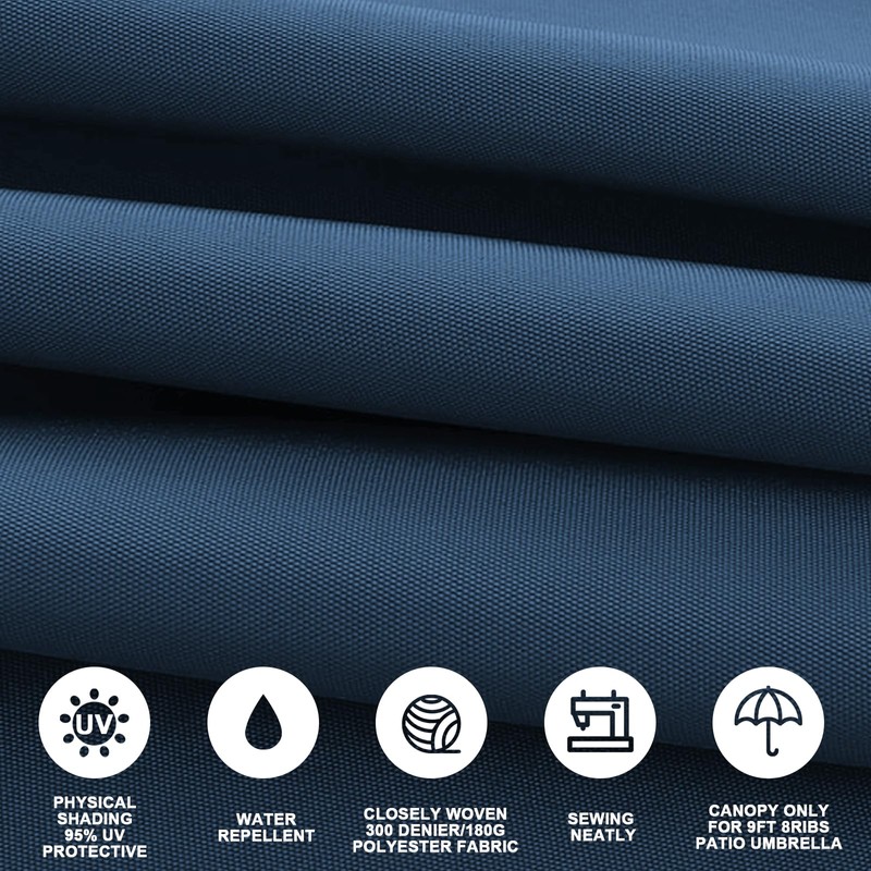 Jorohiker 9ft Patio Umbrella Replacement Canopy for 8 Ribs，Durable，Waterproof, UV-Resistant