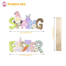 CHEERYMAGIC Easter Table Decorations,2PCS Wooden Spring Easter Sign Stand Table Decorations Gnome Bunny Rabbit Ornaments for Easter Crafts Home Decor Party, Easter Gifts for Kids A4-FHJMZBJ (2PCS)