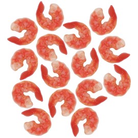 Framendino, 15 Pack Artificial Shrimp Figures Lifelike Plastic Cooked Fake Peeled Simulated Food Shrimps Model for Display Photography Props