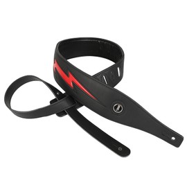 YUEKO Cool Lightning Pattern Flame Guitar Strap for Electric Guitar Bass, Black Red Lightning