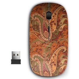 2.4G Ergonomic Portable USB Wireless Mouse for PC, Laptop, Computer, Notebook with Nano Receiver ( Orange Paisley Design )