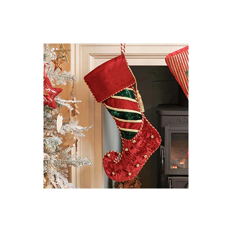 Dibor Luxury Velvet Elf Christmas Stocking - Set of 6