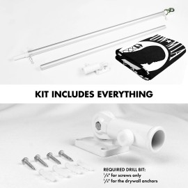 UD_G128 Flag Pole 6 FT Silver Tangle Free & POW MIA Flag Emb 3x5 FT Combo Embroidered Spun Polyester