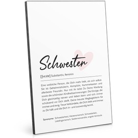 ARTFAVES® Word explanation sister (handwriting) | definition picture as a gift | wooden sign with saying on sister | made of thick wooden board, requires no frame
