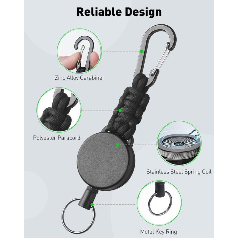 Uniclife - Paquete de 2 llaveros retráctiles, soporte para llaves