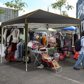 COBIZI 10x10 Pop up Canopy, Easy up Canopy Gazebos, Ez up Canopy 10x10 for Parties Beach Camping Party Event Shelter Sun Shade with 4 Sidewalls & Carry Bag 4 Stakes & Ropes & Sandbags, Black