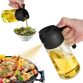 2 in 1 Oil Sprayer Bottle – Olive Oil Dispenser & Cooking Spray for Salad, Barbecue, Grilling, Non-Aerosol, Refillable, Healthy Cooking Tool, Kitchen Gadget for Oil Mist & Dressing