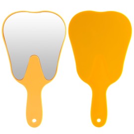 JMU 2 Pcs Tooth Shaped Mirror, Dental Handheld Mirror for Dental Clinic Salon Makeup Home, Yellow