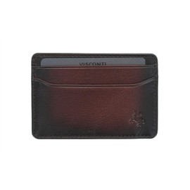 Visconti Atelier Collection Evan Leather Credit Card Holder RFID Blocking AT54 Burnish Tan