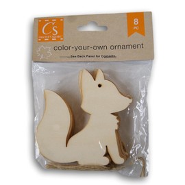 Crafters Square Autumn Color-Your-Own Ornament Craft - Wood Fox Shape Cutout - 8 Count