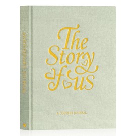 Lanpn Wedding Anniversary Journal - The Story of Us, Linen Dating 1st to 70th Wedding Scrapbook Couple Memory Book, 190 Pages Love Stories Notebook Marriage Newlywed Bridal Shower Gift, Sage Green