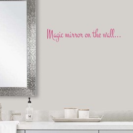 Magic Mirror On The Wall | Bathroom Décor | Kids Bathroom Décor | Magic Mirror Vinyl Wall Decal | Dark Pink