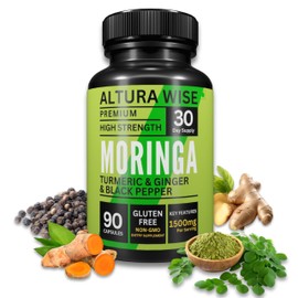 Moringa Capsules – Pure Moringa Oleifera Powder with Turmeric, Ginger & Black Pepper | Joint Support, Digestion & Energy Supplement for Women & Men (90 Capsules)