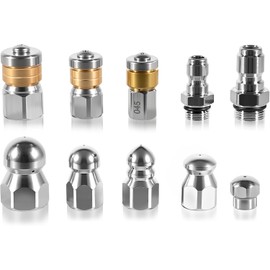 Boquillas de chorro de alcantarillado BJLIFE SJZ750 – Kit de 10 piezas acero inoxidable 5000 PSI