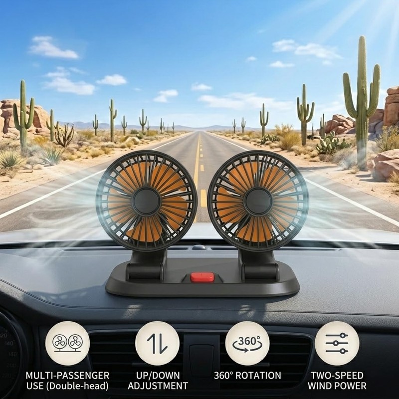 Cloud Zion Fans for Car,2-Head Car Fans with 2-Speed And
