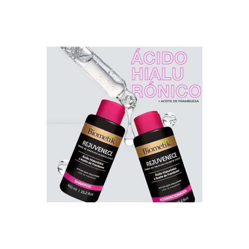 Biometik Rejuvenece, Shampoo para Signos de Envejecimiento Capilar, Antioxidante, Energiza