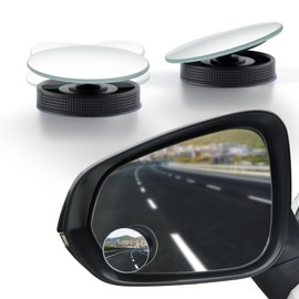 LivTee Blind Spot Car Mirror, 2" Round HD Glass Frameless Convex Side Mirror Blindspot, Reusable 360° Wide Angle Rear View Car Mirrors with Powerful Adjustable Suction Cup - Exterior Mirrors