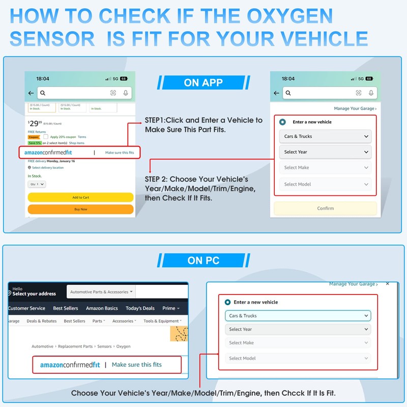 ACAUTO 234-5107 Sensor de oxígeno O2, 1 paquete