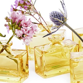 CHIVE ‘Loft’ Glass Bud Vases for Flowers — Set of 10 Square Yellow Bottles — Super Cute Wedding Decor Centerpieces — Premium Quality & Made to Last