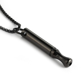 Mindfulness Breathing Necklace, Stainless Steel Stress Relief Breathe Necklace Jewelry Gift for Women and Men (Style 1, Black)