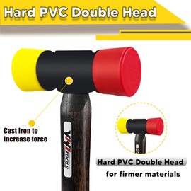 YIYITOOLS 2-Piece Rubber Mallet Set-24oz Wood Handle Rubber Hammer&35mm Dual-Faced Soft Mallet-Heavy-Duty, Non-Marring, Shock-Absorbing for Woodworking, Flooring, Automotive & Camping Applications