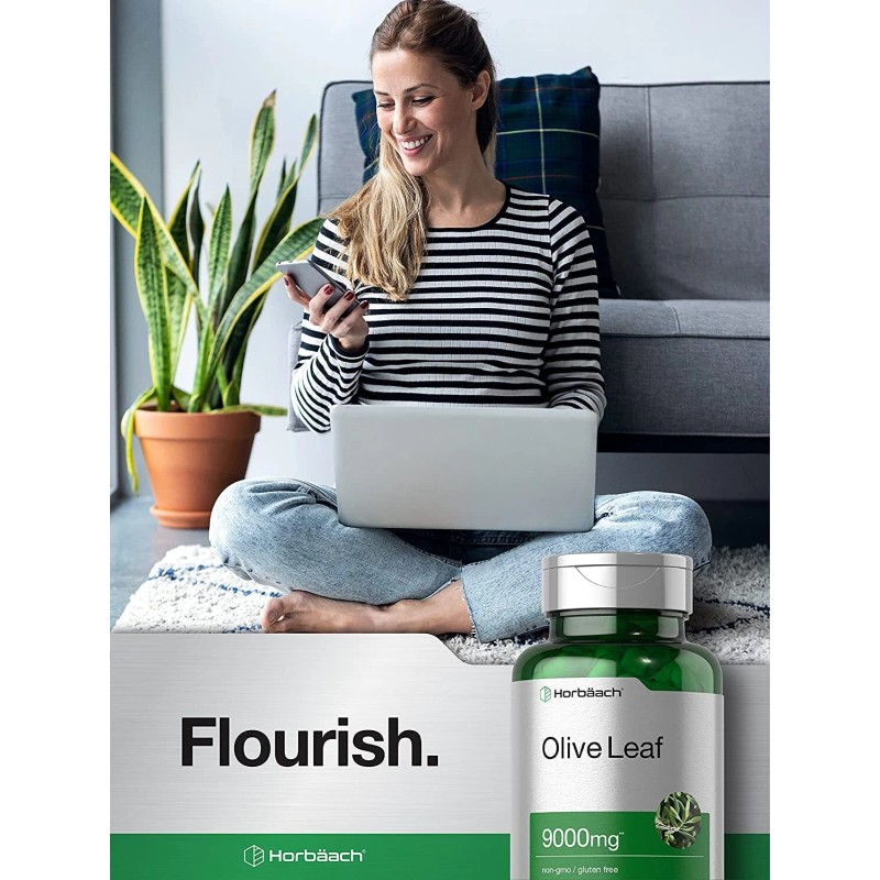 Horbäach Olive Leaf Extract Capsules 9000mg | 200 Count |