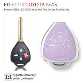 OFFCURVE Key Fob Cover for Toyota, Car Key Case for Toyota 2009-2016 Venza/Camry 2007 2008 2009 2010 2011/Corolla 2009-2010 Car Smart Key Accessories Holder Protector, Purple