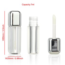 COSIDEA 14pcs Silver 7ml Square big doe foot wand lip gloss tubes for DIY lipgloss containers tubes with thick wand