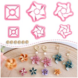 KEOKER Pinwheel Polymer Clay Cutters, Spring Polymer Clay Cutters, Summer Clay Cutters for Polymer Clay Jewelry, Summer Clay Earring Cutters, 6 Shapes Clay Cutters for Earrings, Spring Clay Cutters