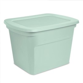 Sterilite 8 Pack Tote, Plastic Stackable Storage Bin Container with Lid, 18 Gallon, Mindful Mint
