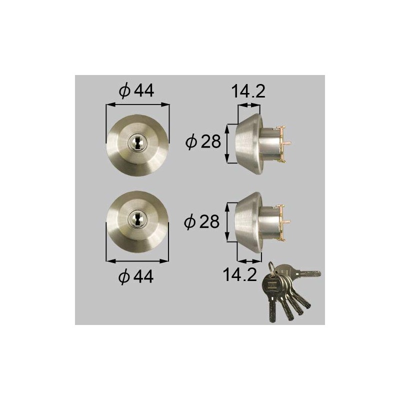 LIXIL TOSTEM DDZZ4022 Door Lock Set (Yushin WN Cylinder) Silver