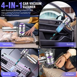 CHOLANG Mini Car Vacuum Cleaner,20000PA 4-in-1 Cordless Handheld Vacuum Cleaner with 6000mAh Battery Brushless Motor Hand Held Vacuum Air Duster & Air Blower & Pump for Car,Office and Home Cleaning