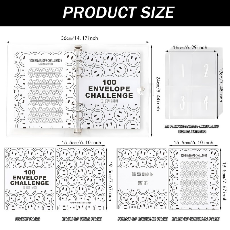 100 Envelope Challenge Folders, 100 Day Savings Challenge Book with
