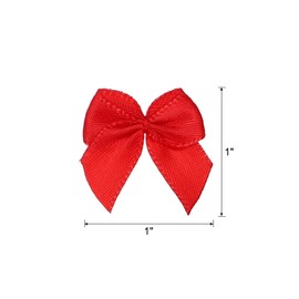 sourcing map 150Pcs Mini Ribbon Bow 1" Mini Fabric Satin Ribbon Flower Bows for Craft DIY Sewing Wedding Birthday Party Red