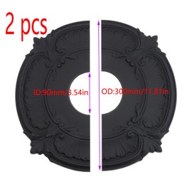 Risbay 2PCS Black Split Ceiling Medallion PU Lighting Ceiling Medallions Round Decorative Ceiling Light Medallions for Light Fixtures and Ceiling Fans