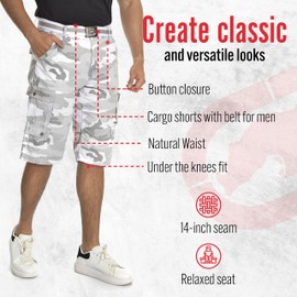 Ecko Cargo Shorts for Men – Twill Camo Mens Cargo Shorts with Belt Big and Tall