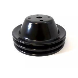 HRC Long Water Pump Pulley LWP Double Groove Small Block Chevy SBC 262 350 400 Black