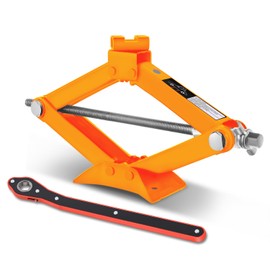PM PERFORMOTOR 2 Tons(4,409 lbs) Scissor Lift Jack with Labor-Saving Ratchet Wrench for Most Cars,3.85'' - 17.4'' Lifting Range, Orange,PM-TOL-SJ20-OG