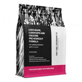 Creatine Monohydrate Powder with Lion's Mane & Cordyceps Mushroom Extracts, 5g Micronised Creatine Monohydrate Per Serving, Berry Flavour, 50 Servings