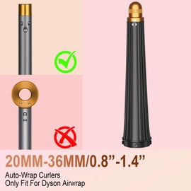 Luresta Long Curling Iron Conical Barrels for Dyson Airwrap Attachments, 0.8-1.4Inch Auto Curler Compatible with Air Wrap HS01 HS05 for Defined Curls or Voluminous Bouncy Waves Gold