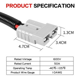 YACSEJAO 10AWG Solar Panel Connector Cable 1.3FT 50A/600V Solar Panel Connector to MC-4 Connector Cable for Solar Generator Inverter Battery Pack Charger Kit