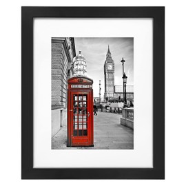 eletecpro 8x10 Picture Frame Made of Solid Wood with Glass Cover, Display 4x6/5x7 with Mat or 8x10 Without Mat for Wall or Tabletop Display, Black